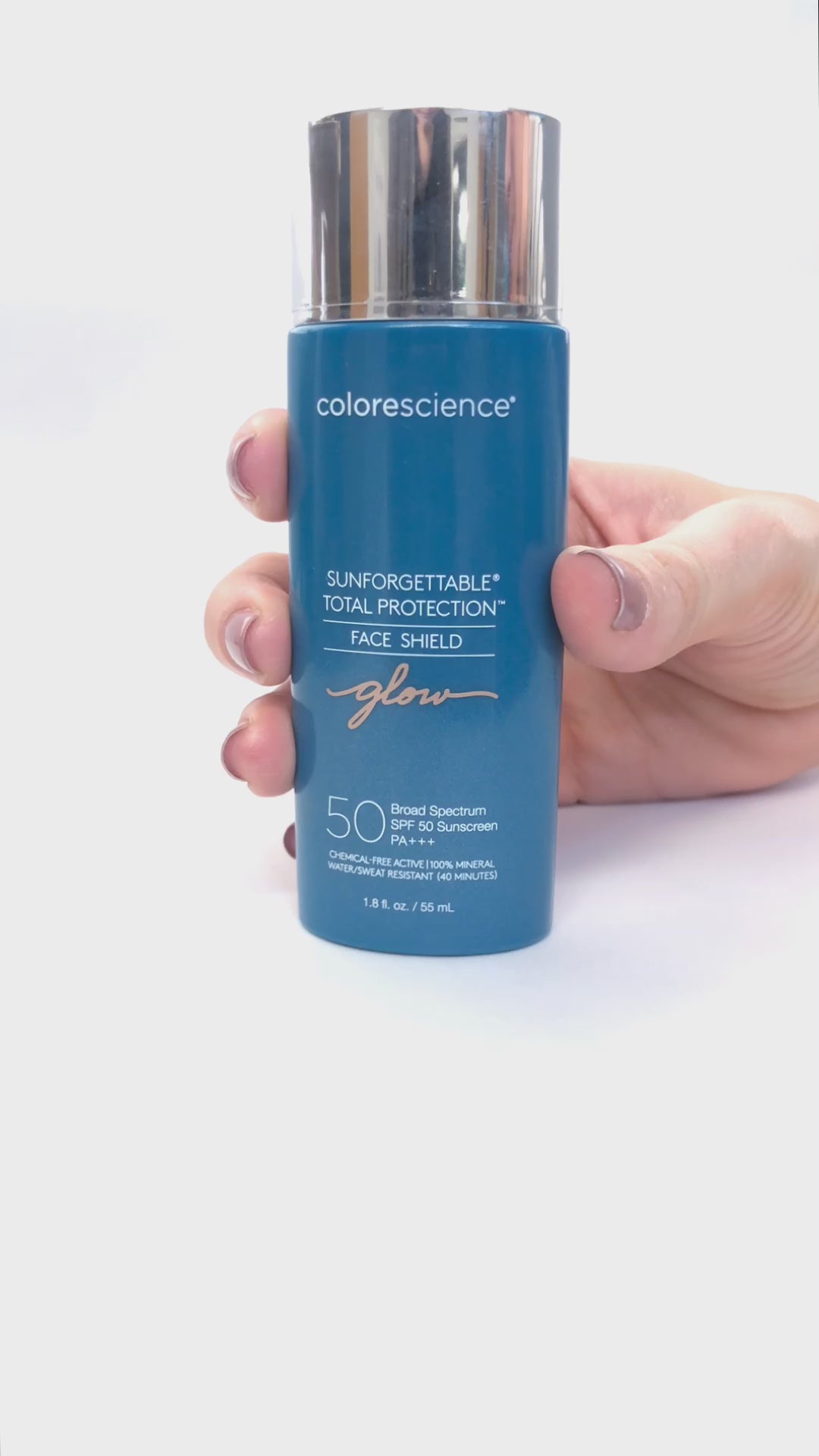Load video: Sunforgettable® Total Protection® Face Shield Glow SPF 50